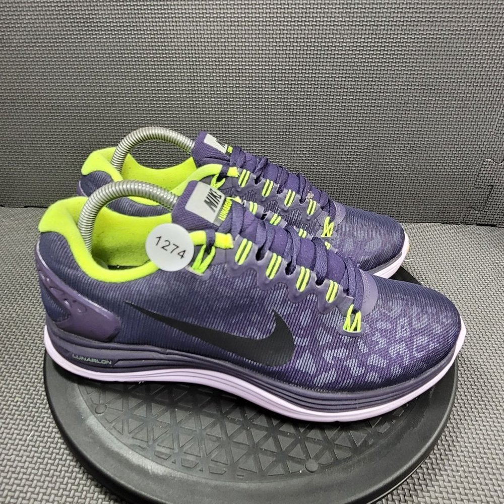 Womens Sz 9 Purple Cheetah Print Nike Lunar Glide+ 5 Running Shoes